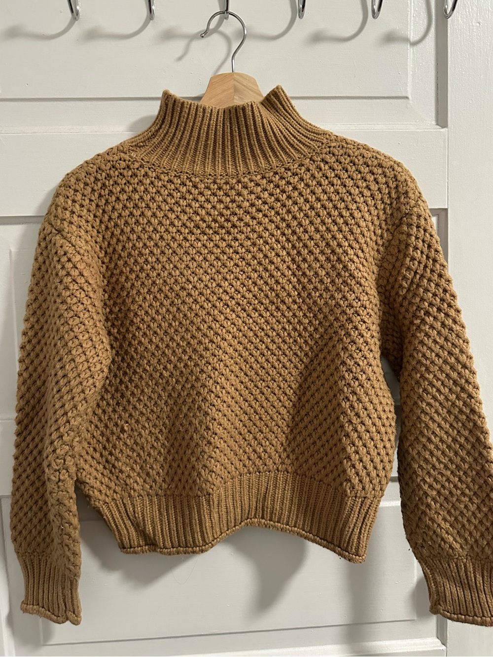 Women’s Chunky Cropped Turtle Neck Sweater - Camel/Tan